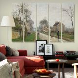 Village Road with Bare Trees canvas wall art in room setting 6