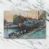 Drydock at Durgerdam canvas artwork displayed on a marble background