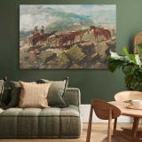 Ox Team beside a Rocky Shore canvas wall art in room setting 4
