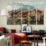 Ox Team beside a Rocky Shore canvas wall art in room setting 6