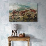 Ox Team beside a Rocky Shore canvas wall art in room setting 7