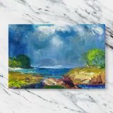 The Coming Storm canvas artwork displayed on a marble background