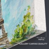 Eiffel Tower Watercolour canvas texture and wrapped edge closeup