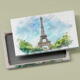 Eiffel Tower Watercolour canvas front and rear frame view