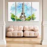 Eiffel Tower Watercolour canvas wall art in room setting 5