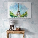 Eiffel Tower Watercolour canvas wall art in room setting 7