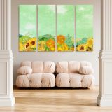 Sunflowers beneath a Green Sky canvas wall art in room setting 5
