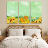 Sunflowers beneath a Green Sky canvas wall art in room setting 6