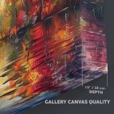 Colourful Autumn Forest Reflections canvas texture and wrapped edge closeup