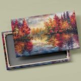 Colourful Autumn Forest Reflections canvas front and rear frame view
