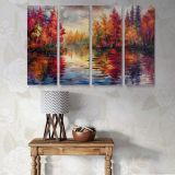 Colourful Autumn Forest Reflections canvas wall art in room setting 7