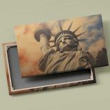 Statue of Liberty beneath Golden Clouds canvas front and rear frame view