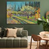 Orchard Bordered by Cypresses canvas wall art in room setting 4