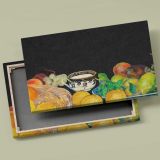 Fruit and Teacup on Black canvas front and rear frame view