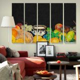 Fruit and Teacup on Black canvas wall art in room setting 6