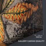 Autumn Chestnut Leaf canvas texture and wrapped edge closeup