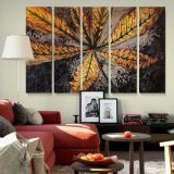 Autumn Chestnut Leaf canvas wall art in room setting 6