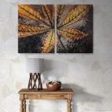 Autumn Chestnut Leaf canvas wall art in room setting 7