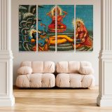 Vishnu Lakshmi and Brahma canvas wall art in room setting 5