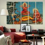 Vishnu Lakshmi and Brahma canvas wall art in room setting 6