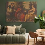 Christ with Martha and Mary canvas wall art in room setting 4