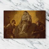 Virgin and Child with Saints John the Baptist and Anthony Abbot canvas artwork displayed on a marble background