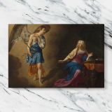 The Annunciation to the Virgin canvas artwork displayed on a marble background
