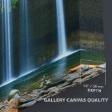Forest Waterfall and Rocky Pool canvas texture and wrapped edge closeup