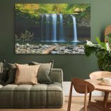 Forest Waterfall and Rocky Pool canvas wall art in room setting 4