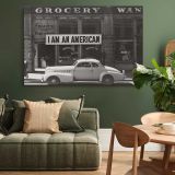 I Am an American Vintage Street Photograph canvas wall art in room setting 4