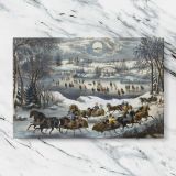 Central Park in Winter canvas artwork displayed on a marble background