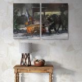 Fourteenth St at Christmas time canvas wall art in room setting 7