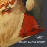 Santa Claus and a Smiling Child canvas texture and wrapped edge closeup