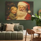 Santa Claus and a Smiling Child canvas wall art in room setting 4