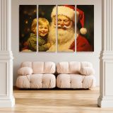 Santa Claus and a Smiling Child canvas wall art in room setting 5