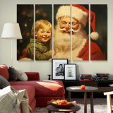 Santa Claus and a Smiling Child canvas wall art in room setting 6