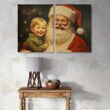 Santa Claus and a Smiling Child canvas wall art in room setting 7