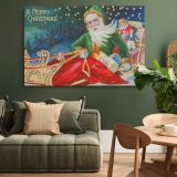 Vintage Santa Claus Christmas Greeting canvas wall art in room setting 4