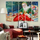 Vintage Santa Claus Christmas Greeting canvas wall art in room setting 6