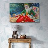 Vintage Santa Claus Christmas Greeting canvas wall art in room setting 7