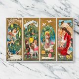 Victorian Christmas Angels and Family Panels canvas artwork displayed on a marble background