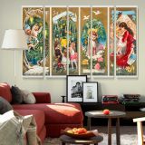 Victorian Christmas Angels and Family Panels canvas wall art in room setting 6