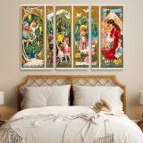 Victorian Christmas Angels and Family Panels canvas wall art in room setting 7