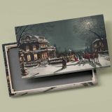 Christmas Eve Village Scene canvas front and rear frame view