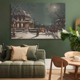 Christmas Eve Village Scene canvas wall art in room setting 4