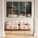 Christmas Eve Village Scene canvas wall art in room setting 5