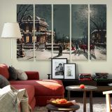 Christmas Eve Village Scene canvas wall art in room setting 6