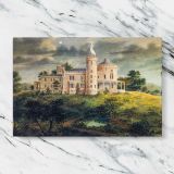 Ericstan Castle at Tarrytown canvas artwork displayed on a marble background