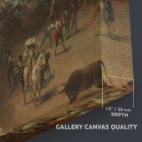 Bullfight in a Divided Ring canvas texture and wrapped edge closeup