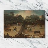 Bullfight in a Divided Ring canvas artwork displayed on a marble background